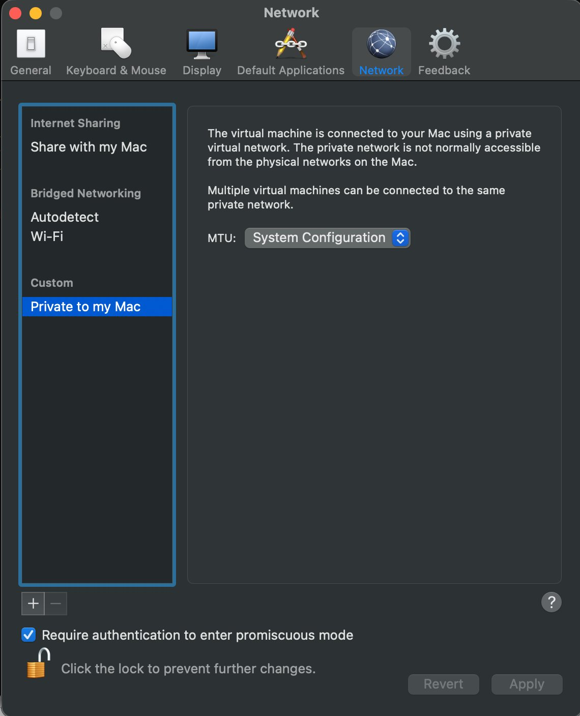 VMware Fusion netwerkinstellingen